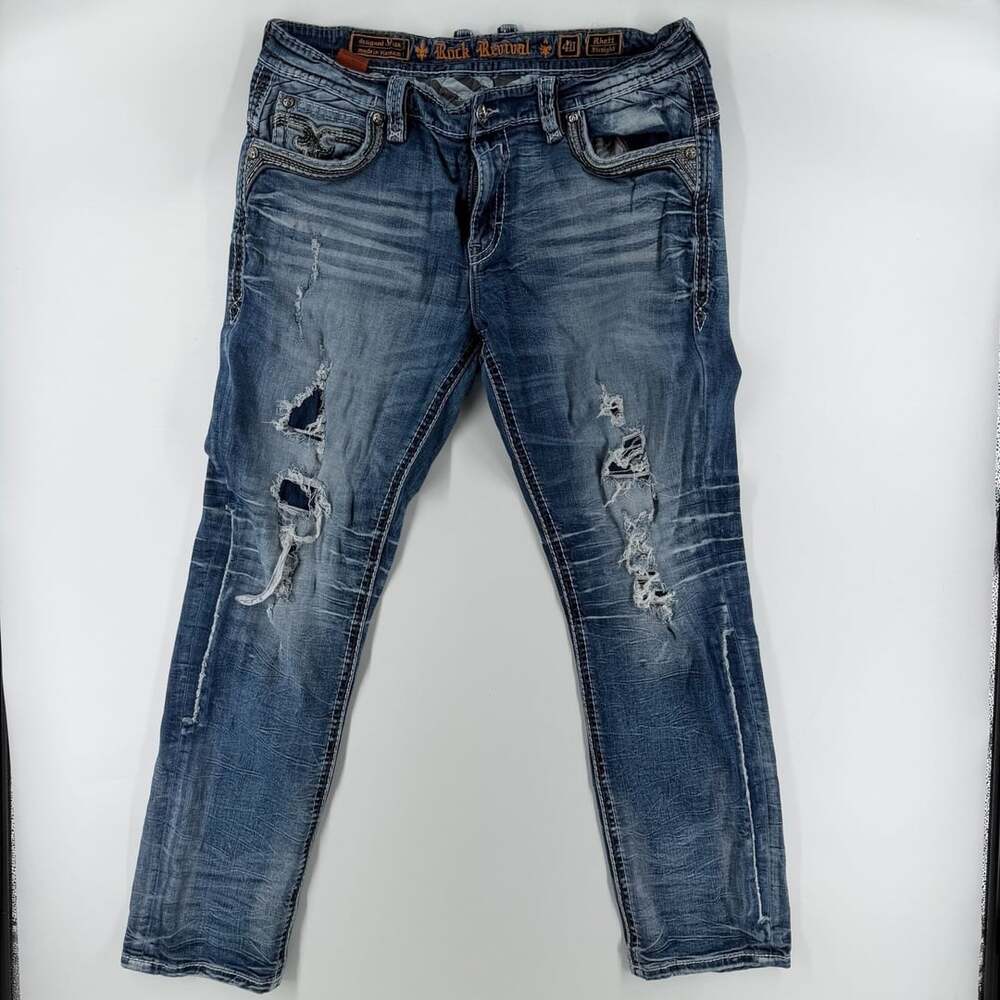 1577 Rock Revival Rhett Straight Jeans Size 40 Blue Denim